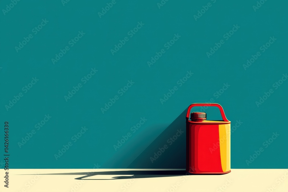 Aufkleber Gasoline Can Positioned on a Clean Flat Surface With Minimal Shadows and Vibrant Colors Against a Solid Backdrop During Daylight