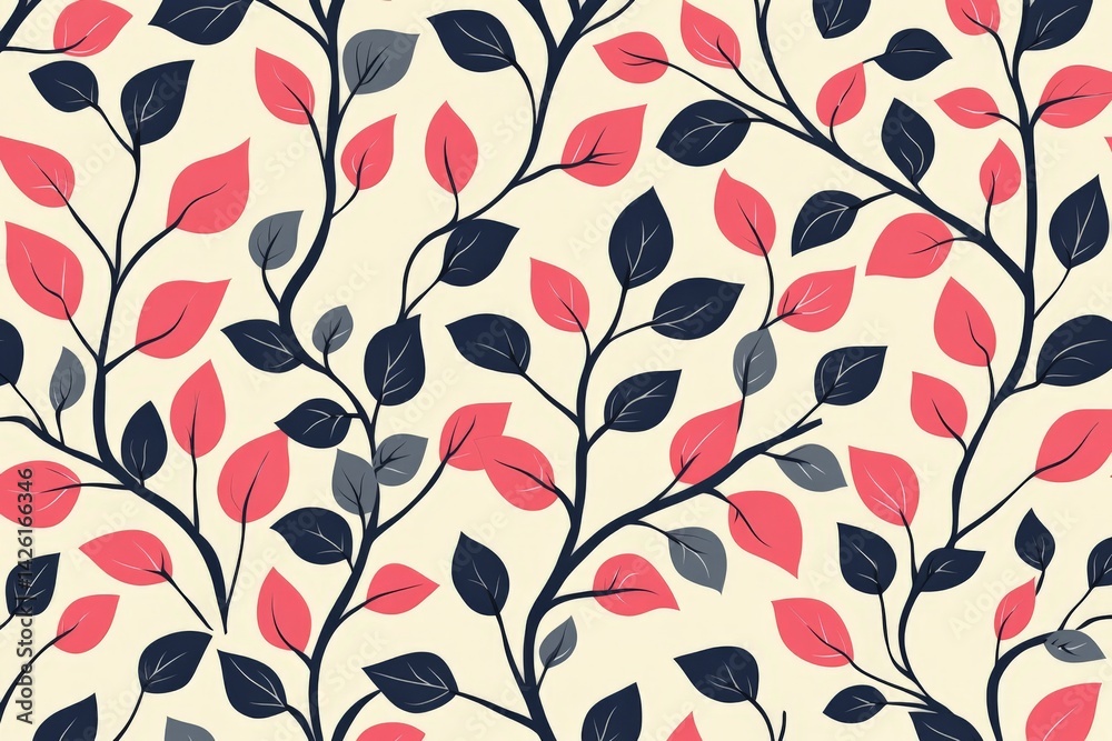 Poster Leafy pattern in soft pastel colors creating a calming and natural texture for home decor and design projects