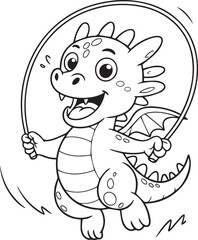 Dragon jumping rope joyfully