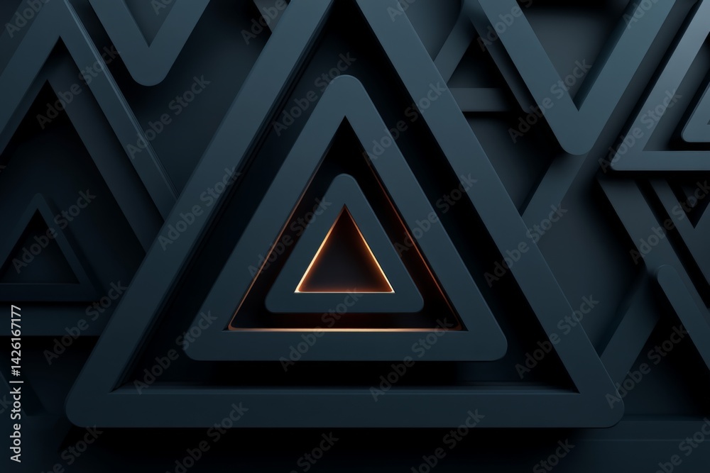 Poster Geometric patterns in dark tones create a modern minimalist design in a contemporary art installation