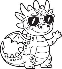 Obraz premium Dragon waving with big sunglasses