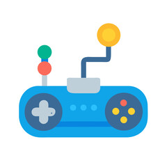 Blue retro gamepad icon for vintage video gaming
