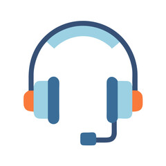 Blue Headset Icon for Customer Support Services on Black