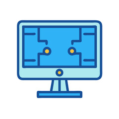 Blue Modern Computer Display Graphic Illustration on Black