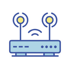 Cute Router Vector Icon Illustration with Two Antennas