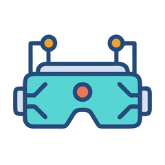 Modern VR headset vector icon on black background