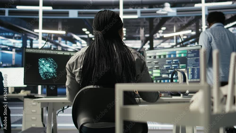 Poster server farm it specialist using pc to apply artificial intelligence technology minimizing system dow