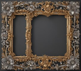 Intricate gold & silver floral frames, vintage style  , background, art, luxury