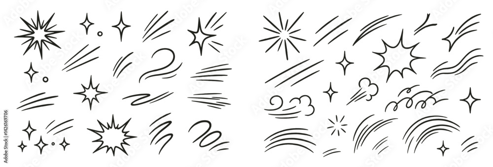 Fototapete Creative set of web icons in line style featuring dynamic shapes and symbols for various digital applications