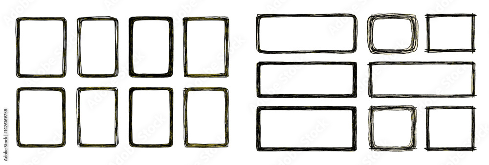 Poster Collection of line style web icons featuring various rectangular shapes ideal for design projects and applications