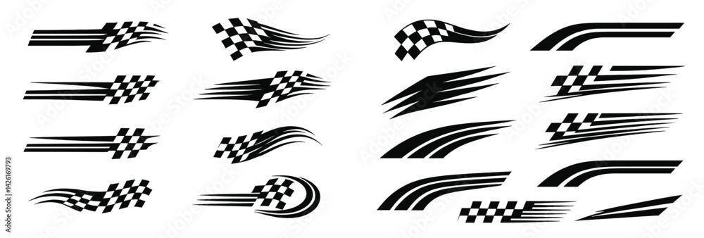 Aufkleber Set of line style web icons featuring dynamic and sleek racing graphics for digital design and user interfaces