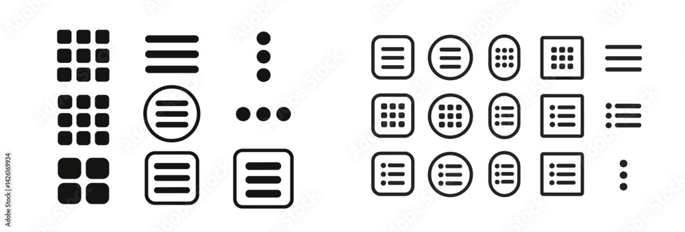 Aufkleber Collection of web icons in line style featuring various shapes and symbols for digital design applications