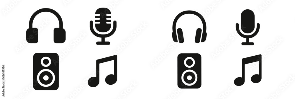 Leinwandbilder Set of web icons in line style showcasing music and audio elements for digital design projects