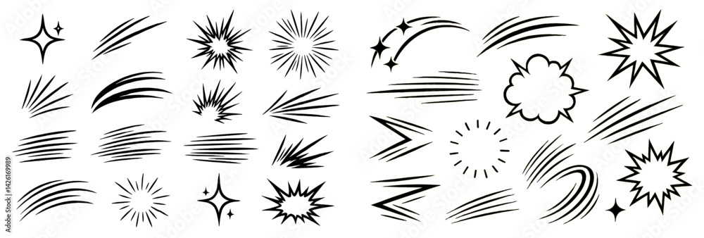 Poster Collection of line style web icons featuring various shapes and designs for graphic design and digital applications