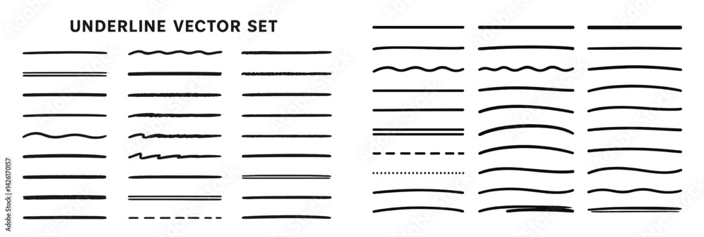 Poster Variety of underline vector designs created in line style for enhancing web interface and graphic designs