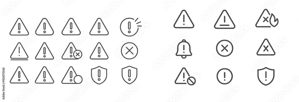 Poster Collection of web icons in line style featuring various alert and notification symbols