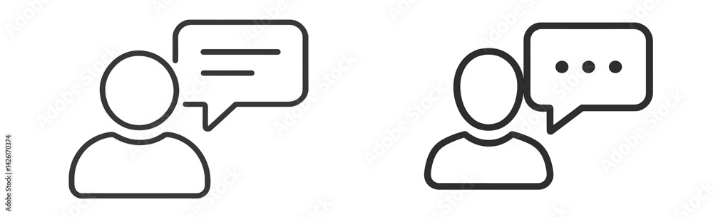 Poster Set of line style web icons representing user chat and message communication for digital platforms