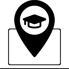 Graduation Cap On Screen Fill Icon