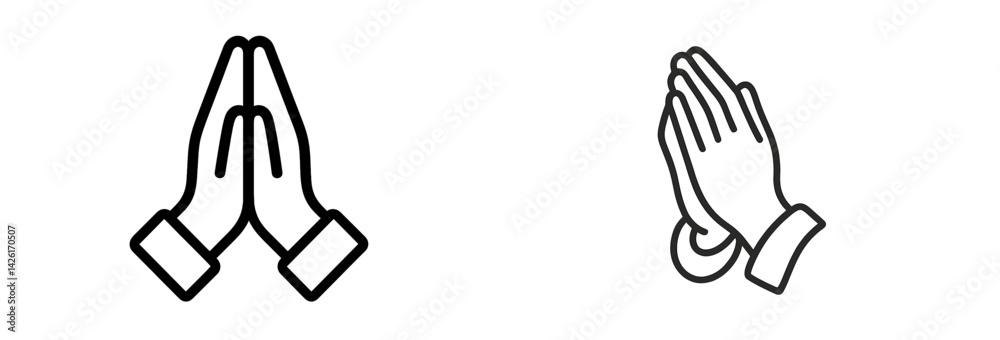 Poster Collection of web icons in line style featuring clasped hands for various applications and digital use