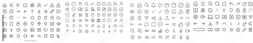 Leinwandbilder Set of web icons in line style showcasing various symbols commonly used in digital interfaces