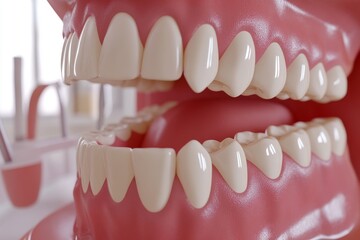 Obraz premium A close-up view of half of the mouth, utilizing a plastic retractor and showcasing the teeth