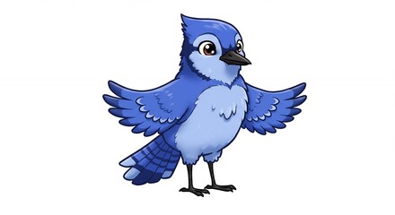 Cute blue jay cartoon illustration