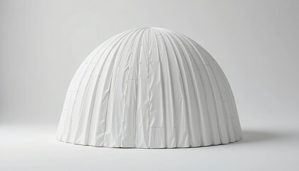 Artistic installation of curved white structure contemporary art gallery sculpture indoor setting eye-level view minimalist design concept