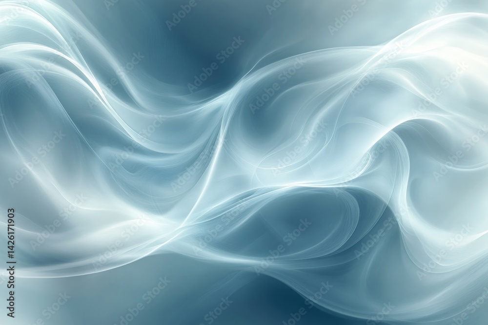 Aufkleber abstract silken waves in soft blue tones create a serene and calming atmosphere