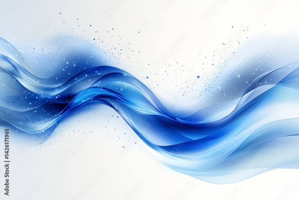 Poster Elegant blue wave abstract design with flowing shapes and subtle textures, perfect for background or artistic use