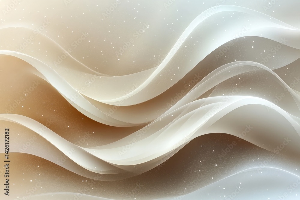 Aufkleber Soft flowing waves create a calming abstract background with gentle neutral tones and a touch of sparkle