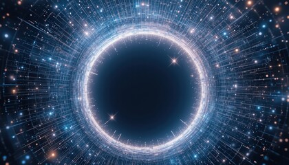 Obraz premium Exploring the cosmic realm of light and data flow digital space abstract visualization futuristic environment immersive perspective