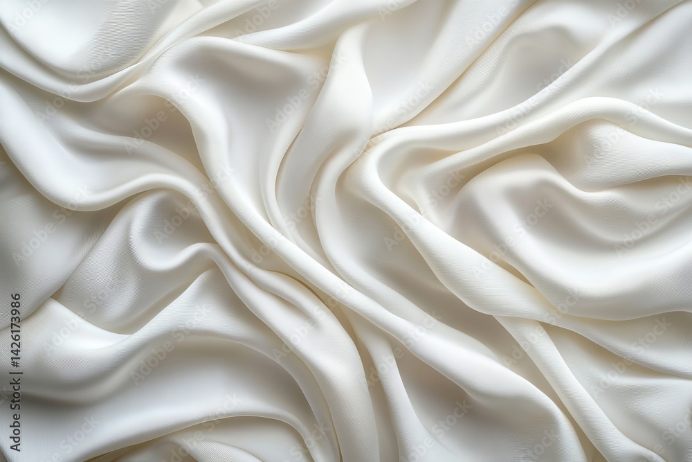 Fototapete smooth white silk fabric with elegant folds and textures draping softly over a flat surface