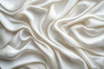 Obraz premium Smooth white silk fabric with elegant folds and textures draping softly over a flat surface