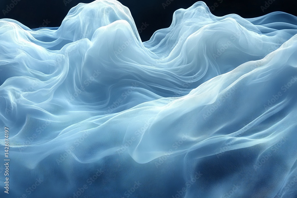 Aufkleber Ethereal wisps of translucent fabric float gracefully, creating an illusion of movement and serenity in an abstract environment