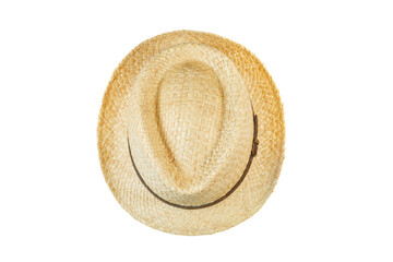 beach straw hat top view isolated on white or transparent png