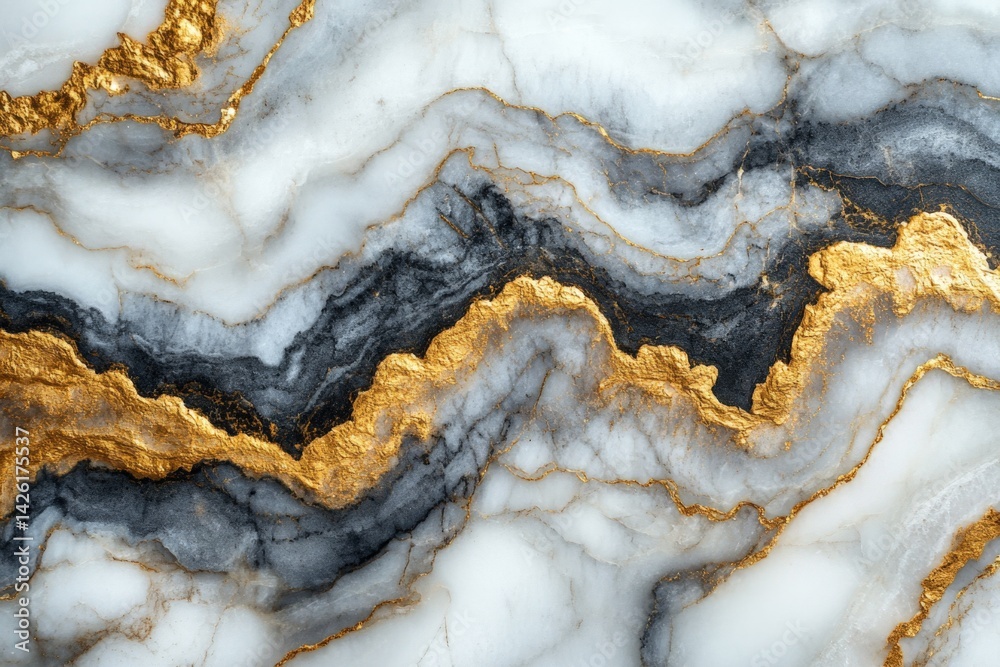 Poster elegant abstract marble design featuring black, white, and gold swirls with a refined texture and na