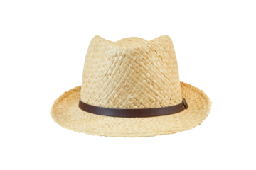 beach straw hat front view isolated on white or transparent png