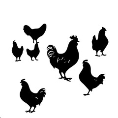 set of vector silhouettes