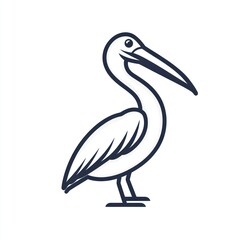 Fototapeta premium Outline drawing of a pelican, side view