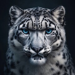 Naklejka premium Ultra-Detailed Snow Leopard Portrait Showcasing Natural Colors and Sharp Focus