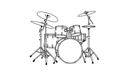 Obraz premium Drum set line art illustration
