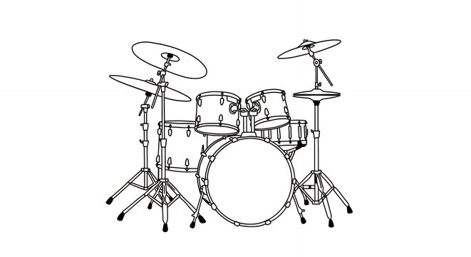 Drum set line art illustration