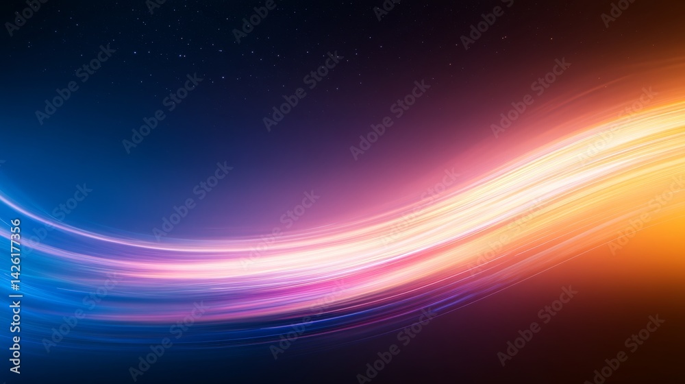 Aufkleber a wide shot captures an abstract highway at night, showing glowing orange and blue light trails crea
