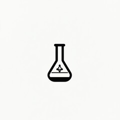 Simple black and white illustration of a flask on a plain background. Use Educational, scientific, or educational material