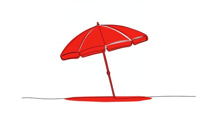 Red beach umbrella illustration graphic design
