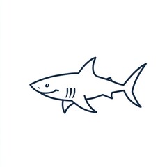 Fototapeta premium Simple Line Art Shark Illustration