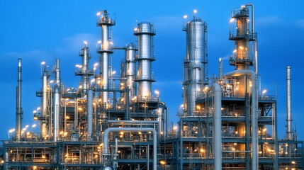 This fuel storage facility showcases modern architecture, featuring high-tech equipment and a streamlined design that enables efficient operations