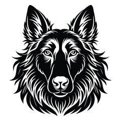 Fototapeta premium Belgian Sheepdog Head Silhouette