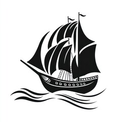 Silhouette of a sailing ship on water