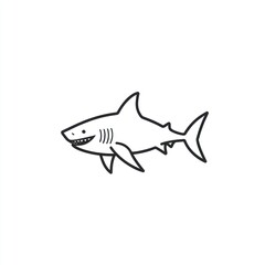 Obraz premium Simple line art great white shark ocean wildlife illustration, children's book
